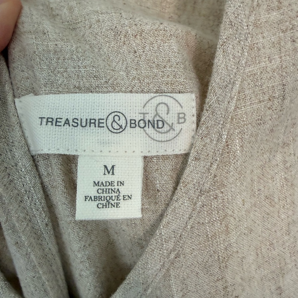 Treasure & Bond Linen-Blend Sleeveless Wide-Leg Jumpsuit in Cream - Picture 7 of 9
